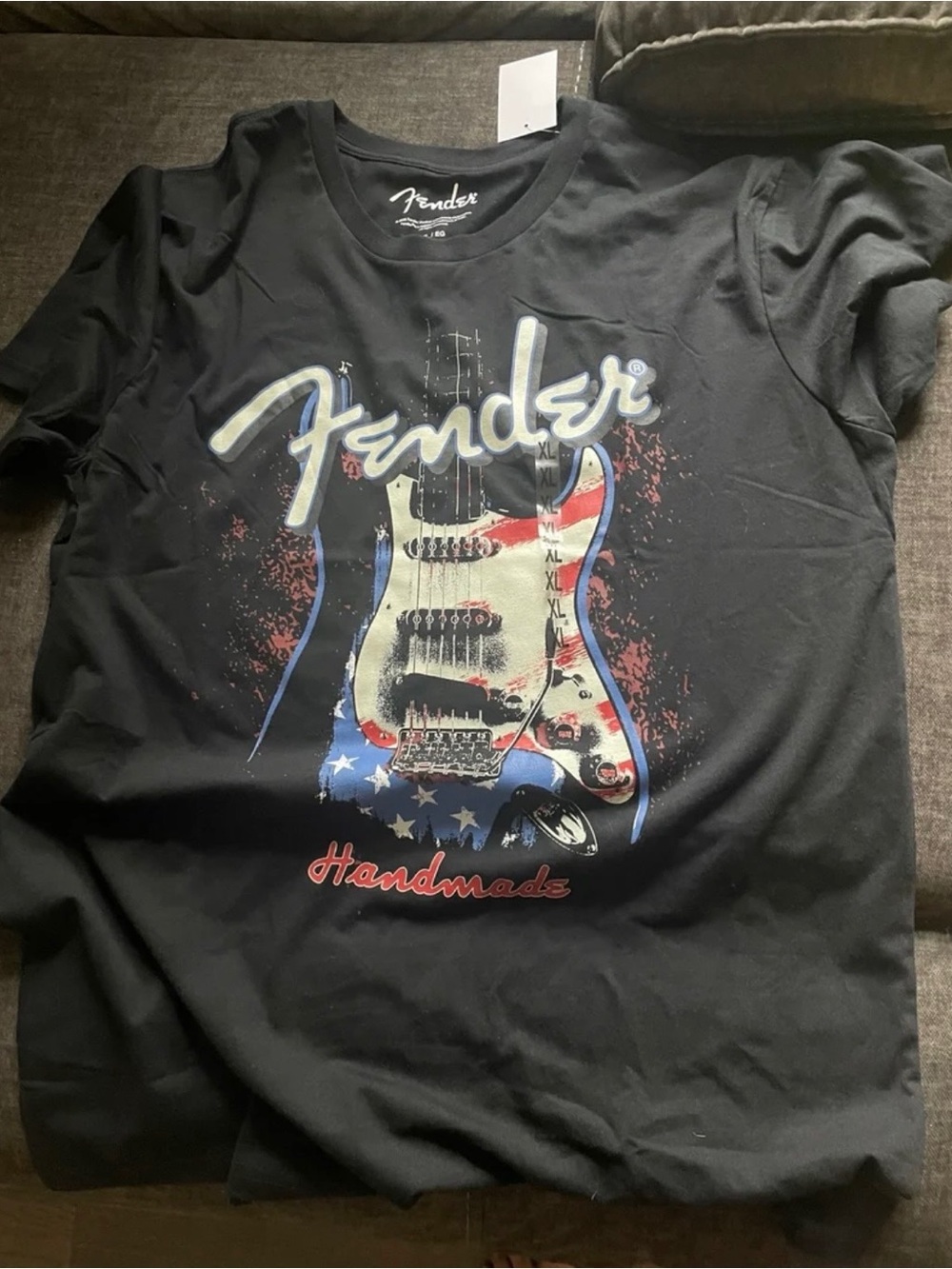 Fender Men’s USA Black Graphic Logo Crew Neck Short Sleev Cotton T-Shirt XXL new